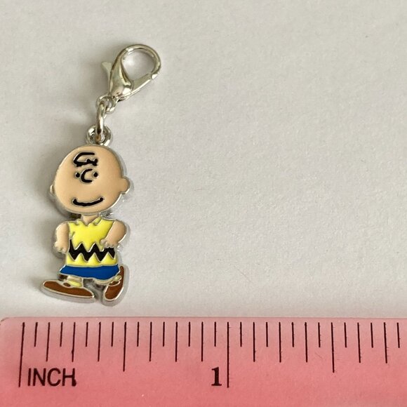 Peanuts Charlie Brown Clip On Charm Zipper Pull Purse Charm Signed Enamel - Picture 7 of 8